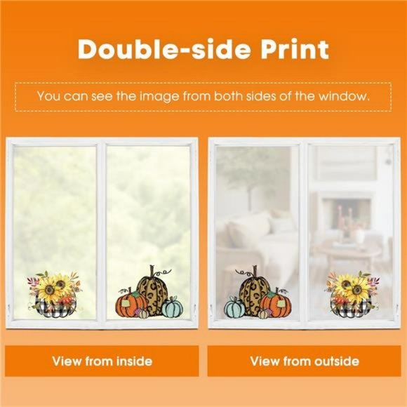 108 PCS Fall Window Cling Sticker, Thanksgiving Autumn Harvest Colorful Pumpkin - Picture 4 of 6